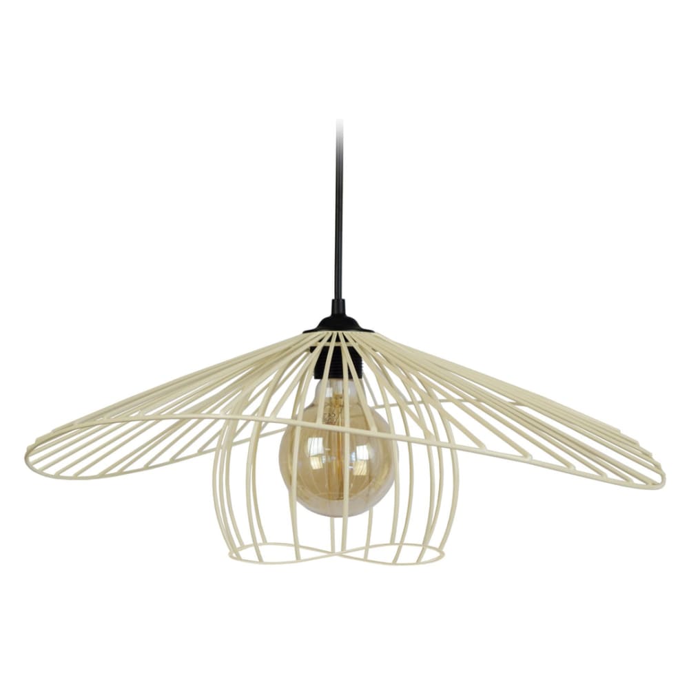 Lámpara de suspensión irregular metal negro pantalla beige