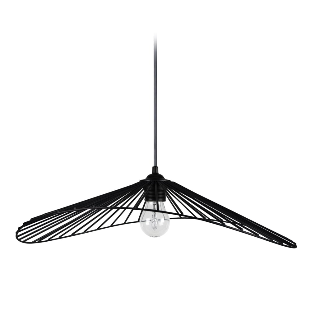 Suspension métal noir abat-jour noir