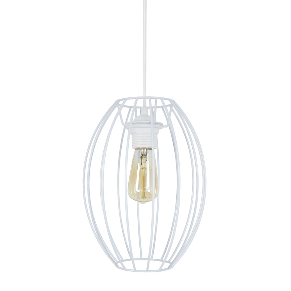 Suspension métal  blanc abat-jour blanc