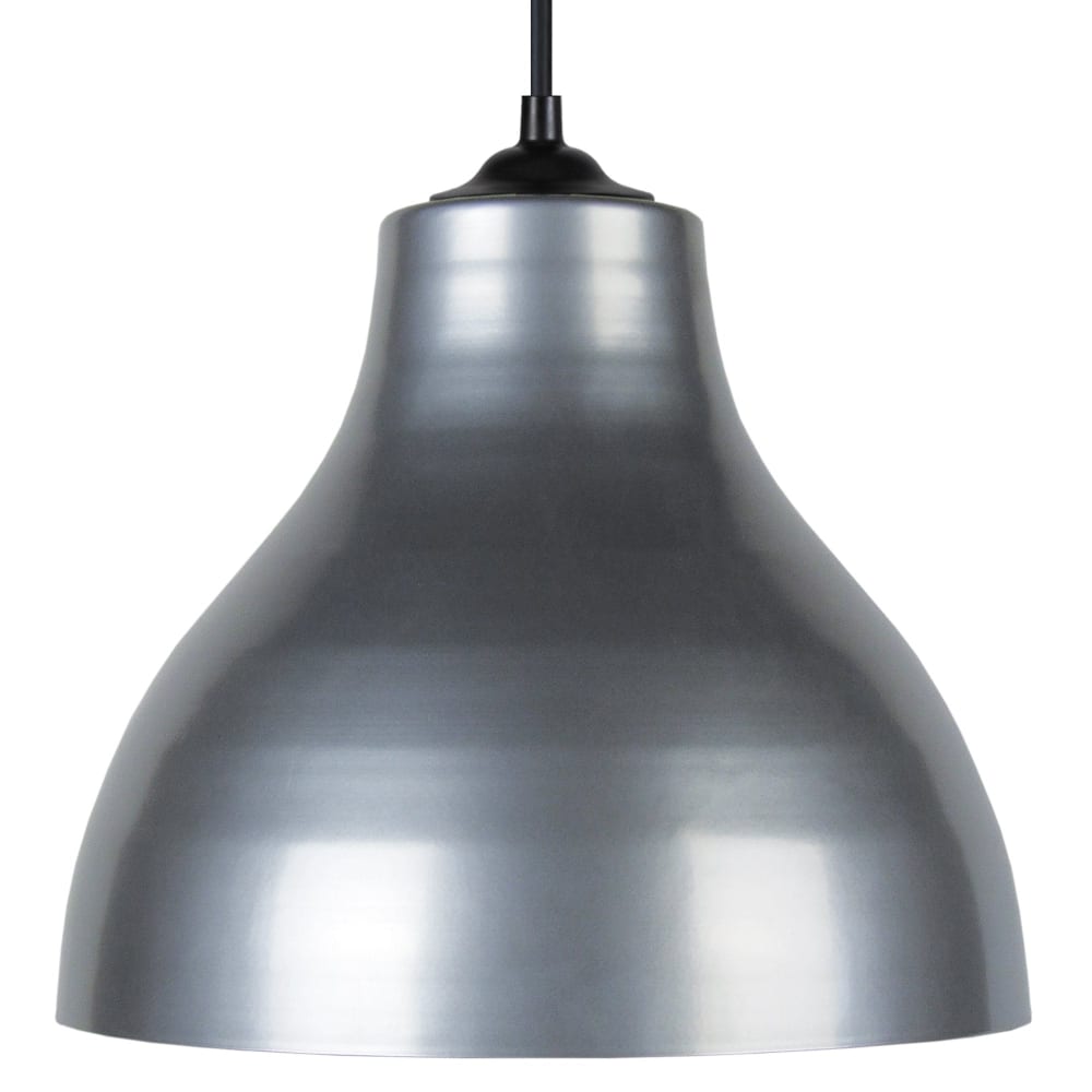 Lámpara de suspensión campana metal negro pantalla aluminio