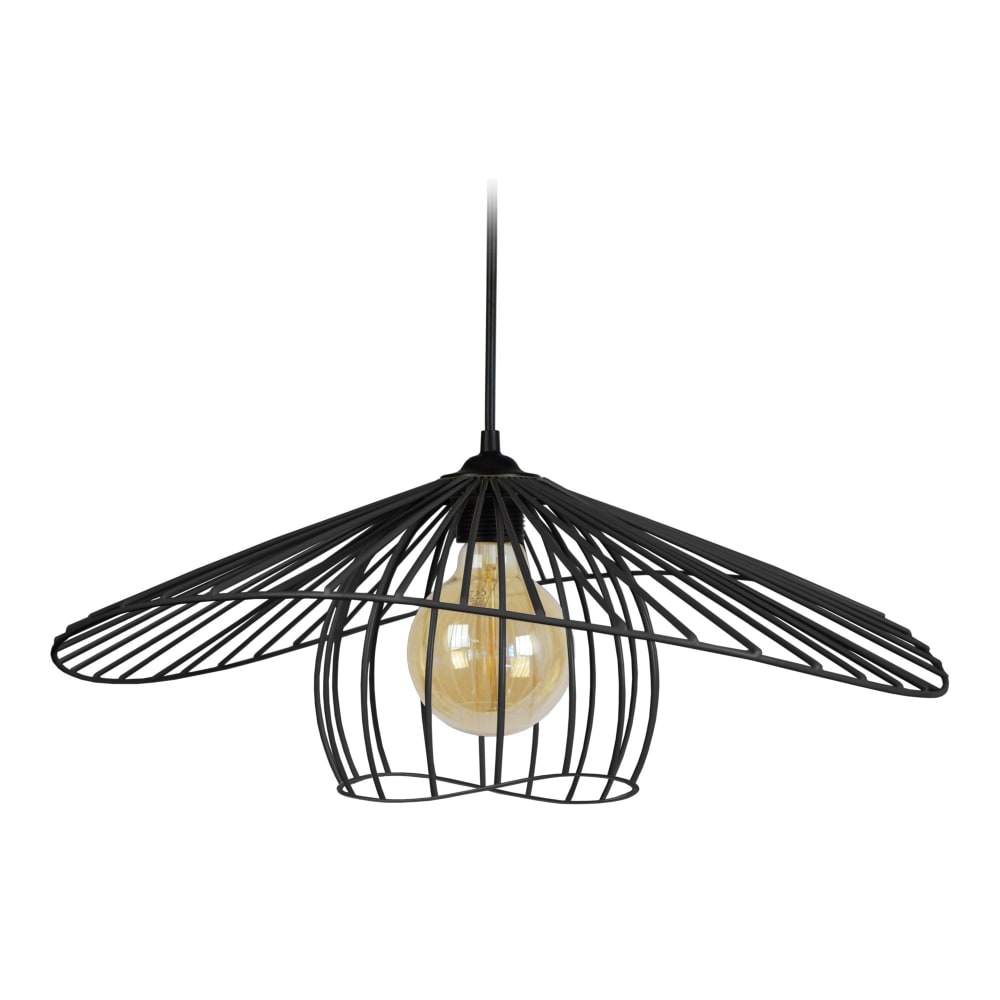 Suspension métal noir abat-jour noir