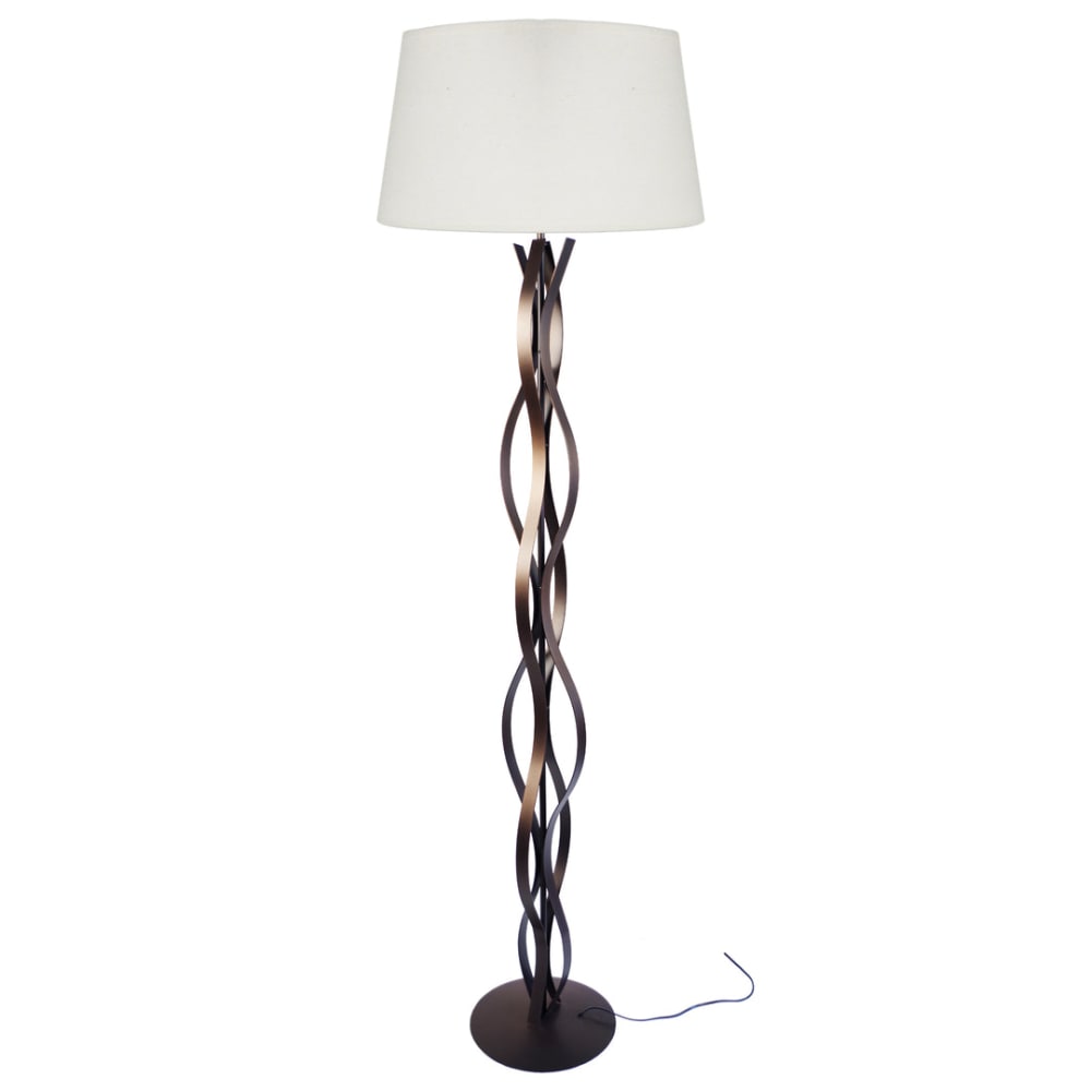 Lampadaire ondas métal bronze abat-jour ecrú
