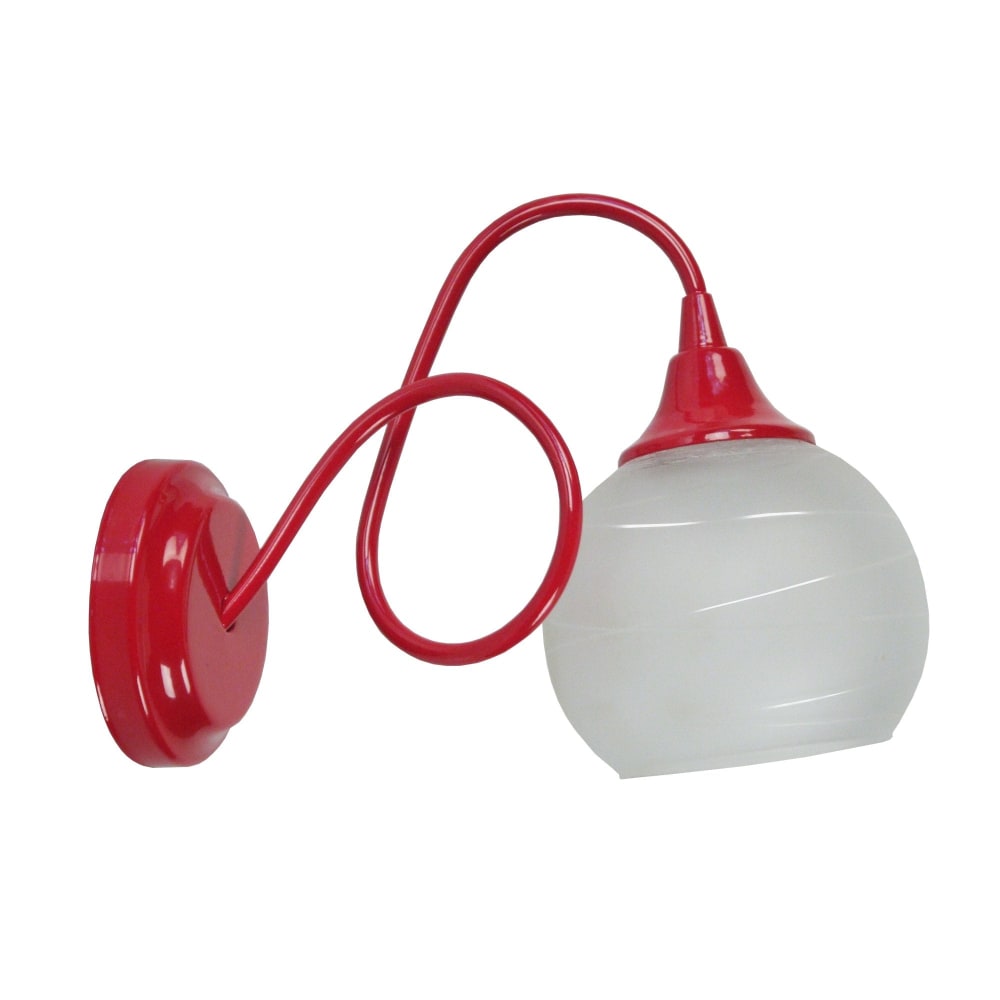 Aplique metal rojo pantalla vidrio satinado