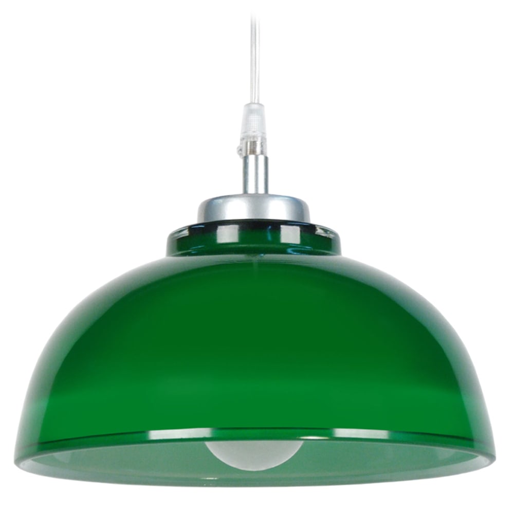 Suspension métal aluminium abat-jour verre vert