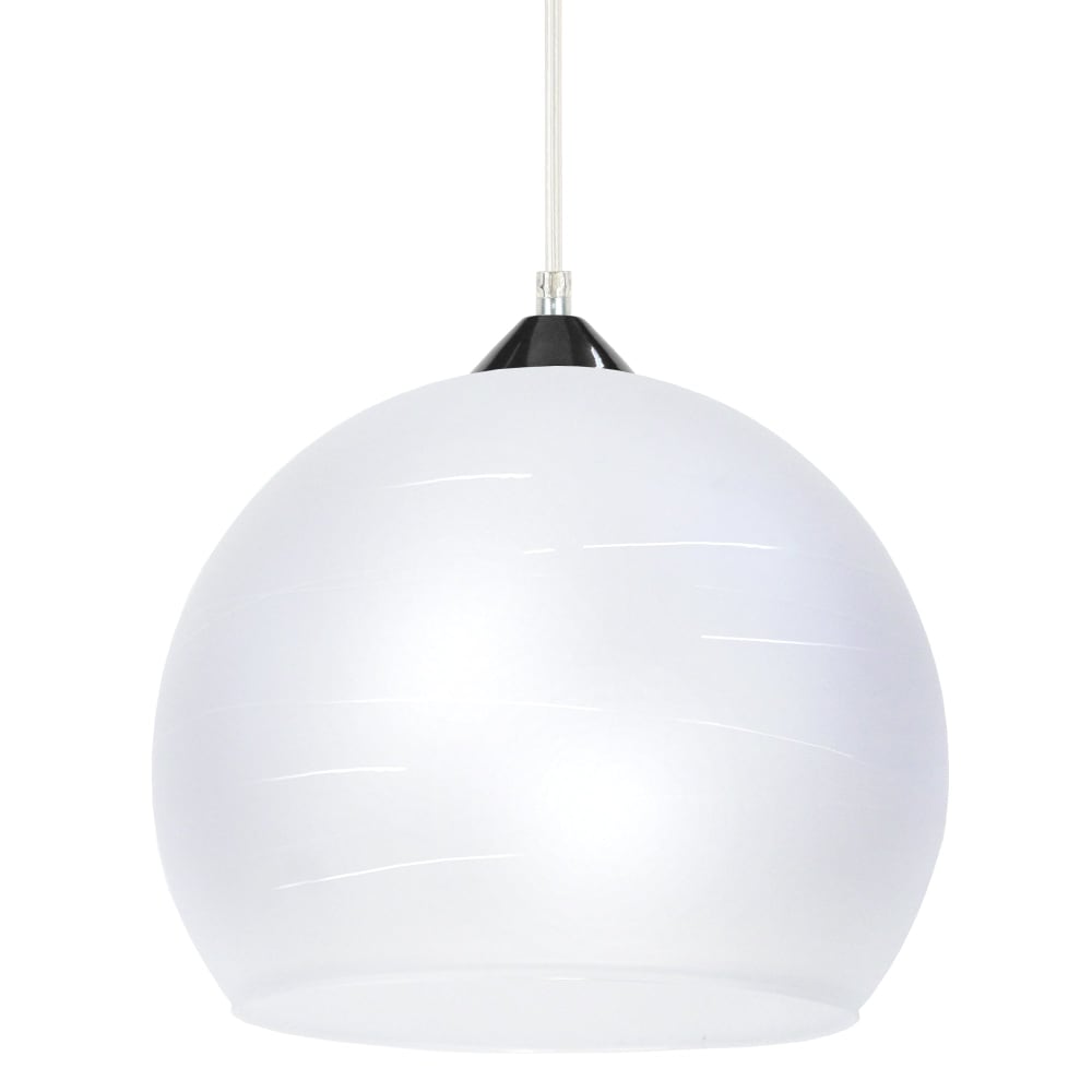 Suspension métal noir abat-jour verre satiné