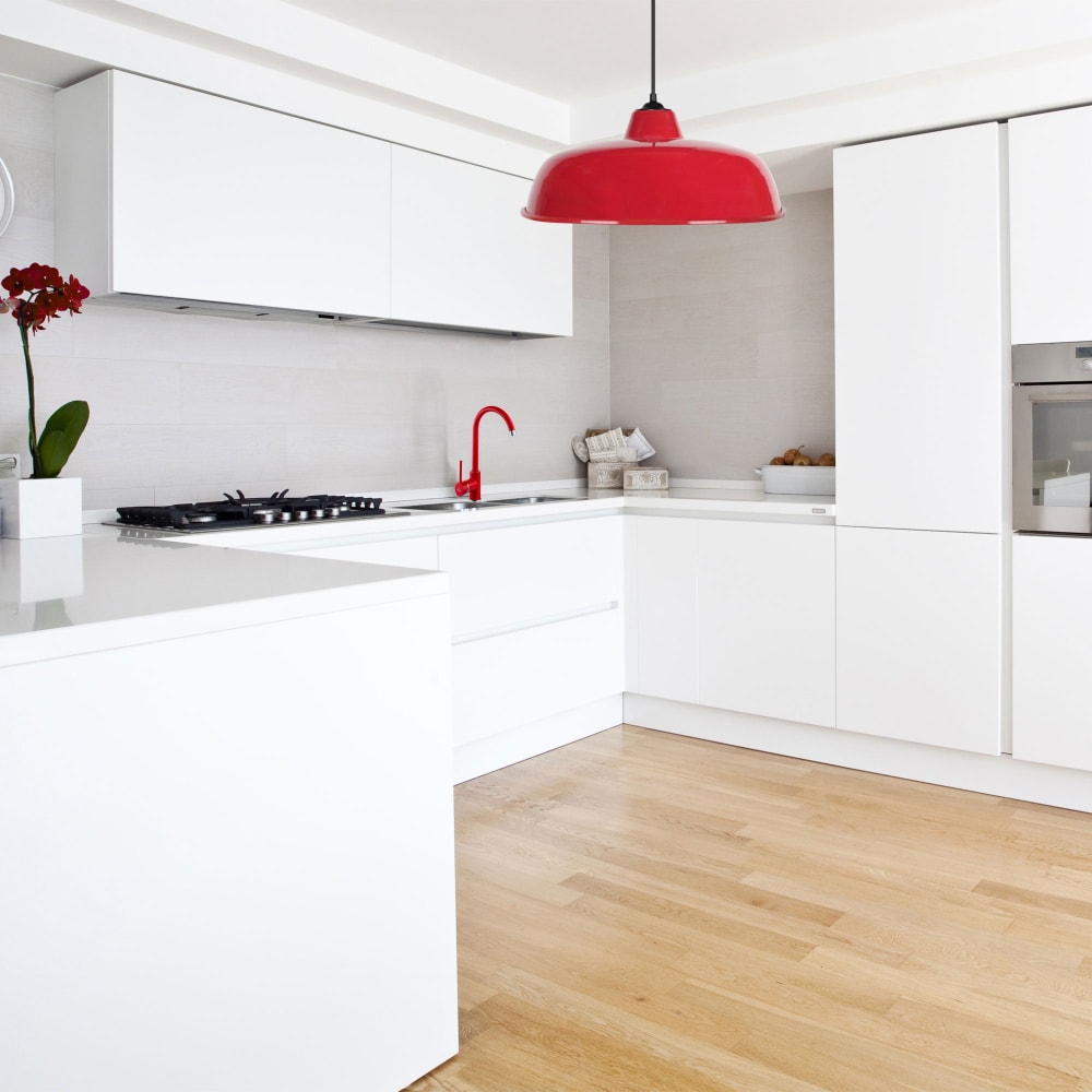 Lámpara de suspensión campana metal negro y pantalla rojo - Maisons du Monde