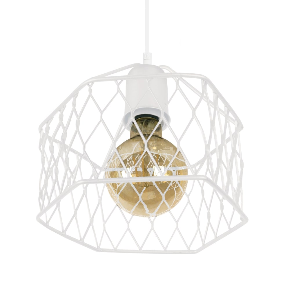 Suspension métal blanc abat-jour  blanc