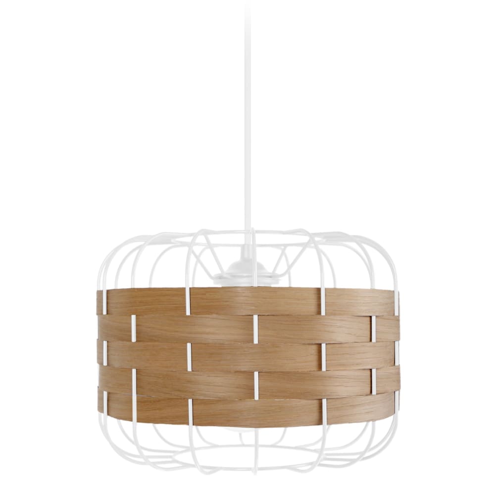 Suspension métal blanc abat-jour blanc