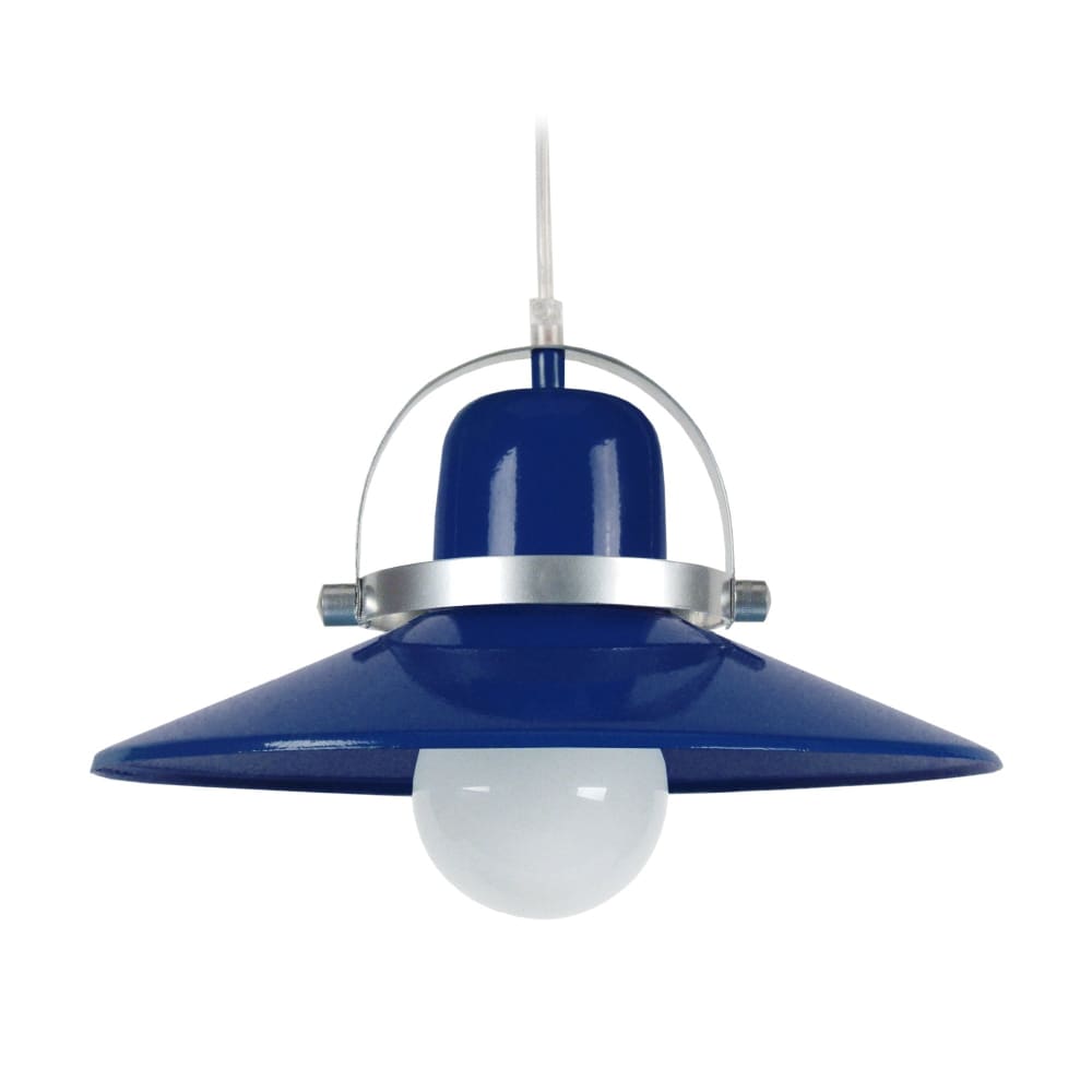 Suspension métal abat-jour bleu