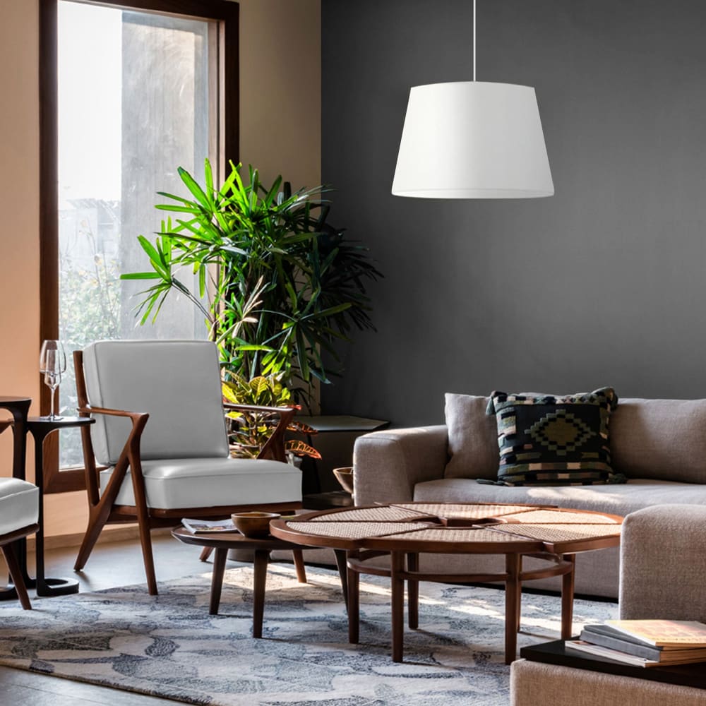 Abat-jour tambour pour lampe tissu blanc