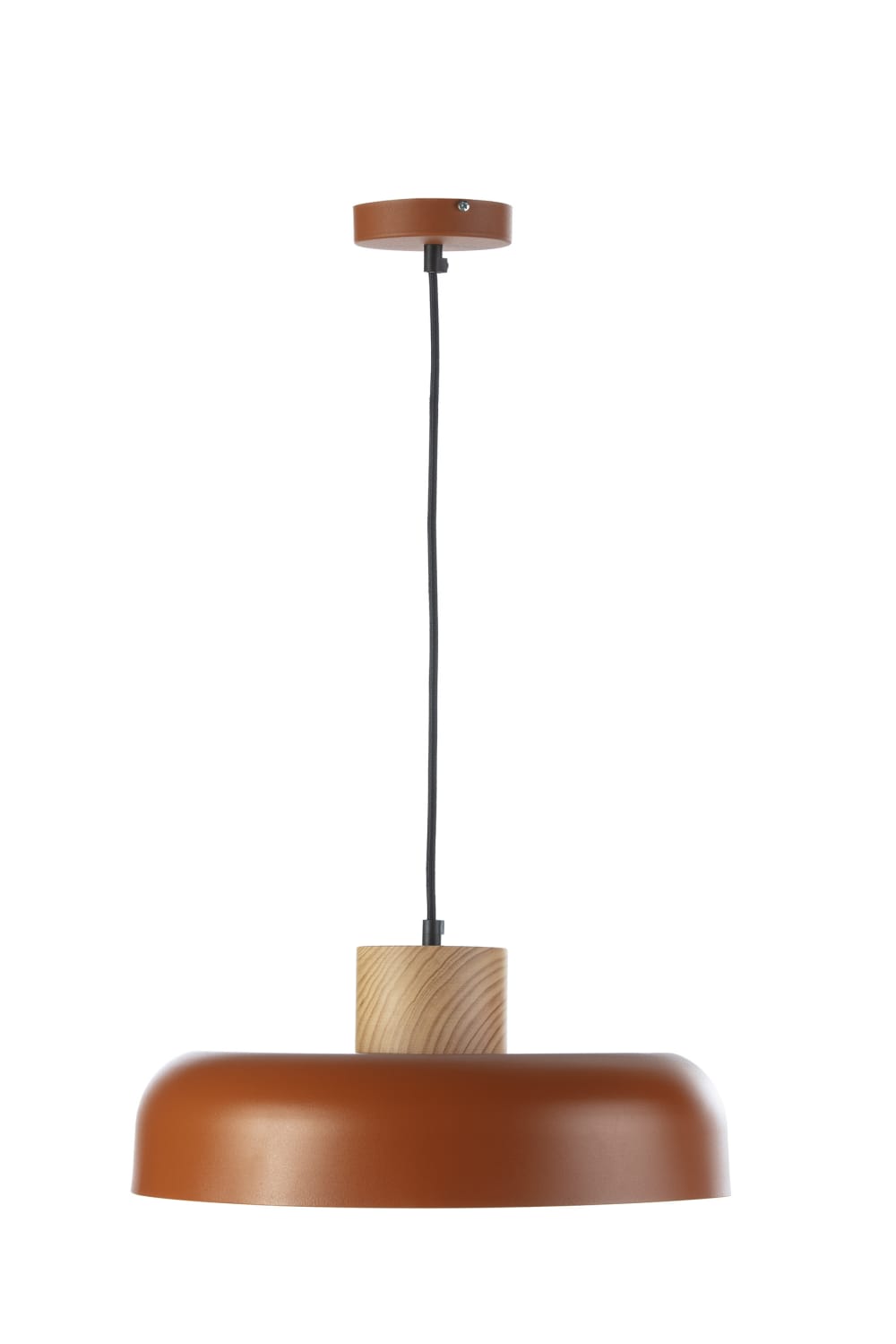 Lámpara techo metálica caldera y madera. - Maisons du Monde