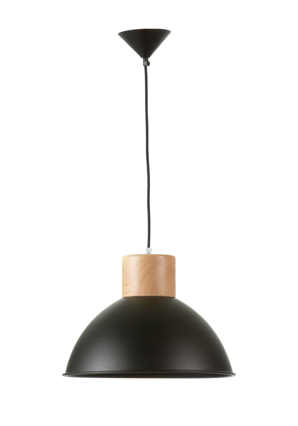 Lámpara de techo metálica negro embellecedor madera