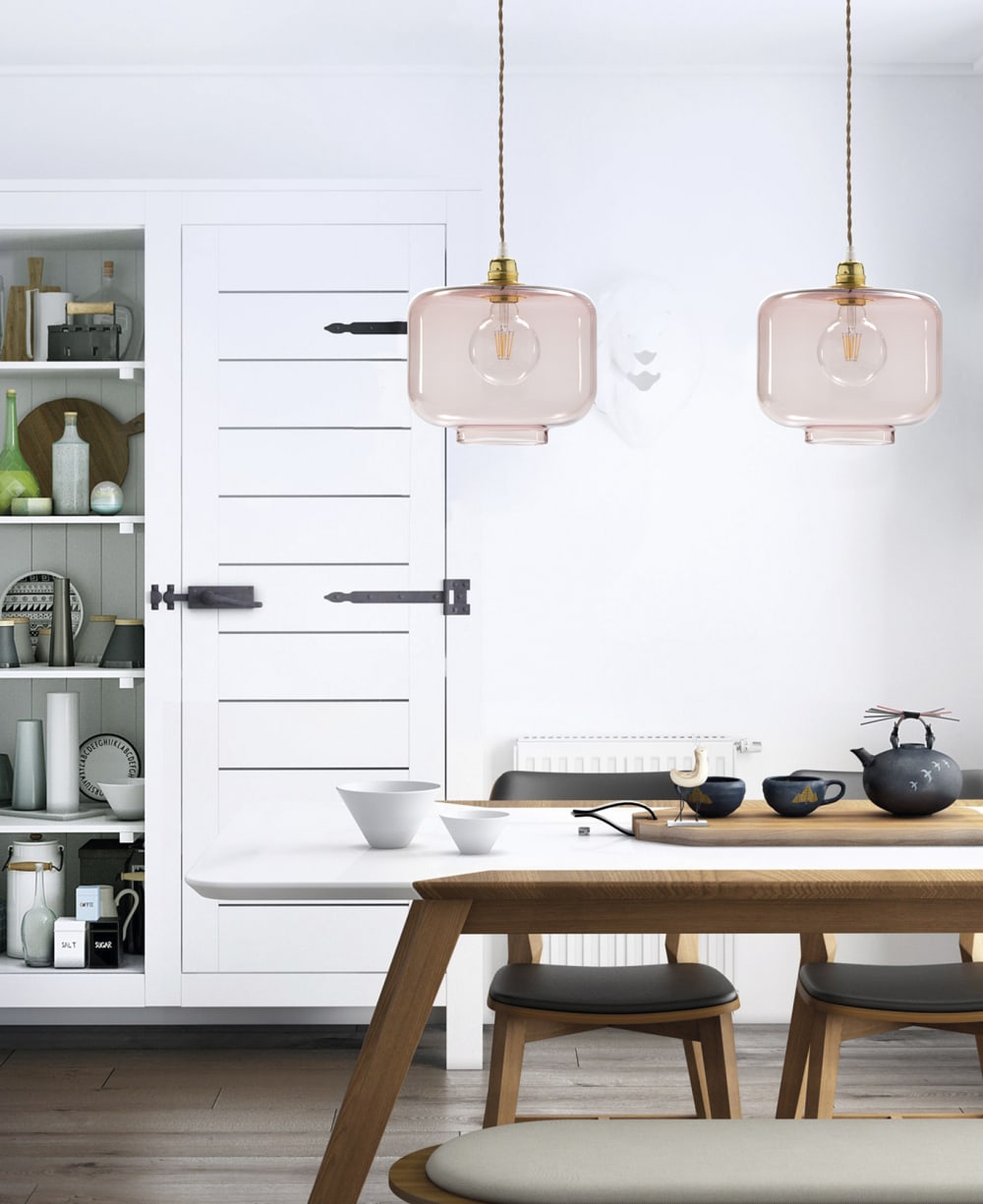 Lámpara de techo WALY rosa vidrio soplado Ø25 cm E27 - Maisons du Monde