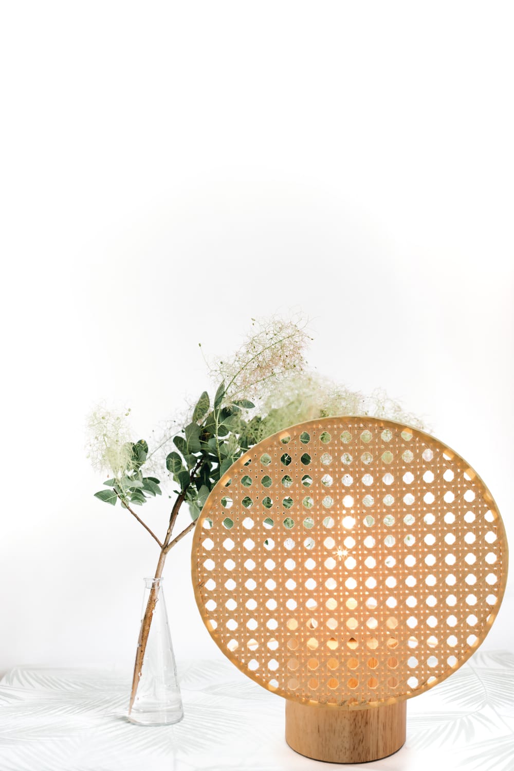 Lámpara de mesa madera y mimbre sintético beige 30 cm - Maisons du Monde