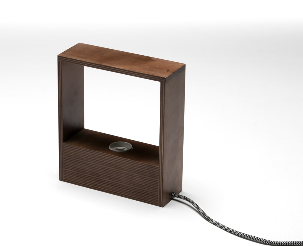 Lámpara de mesa madera color wengué E27 estilo minimalista