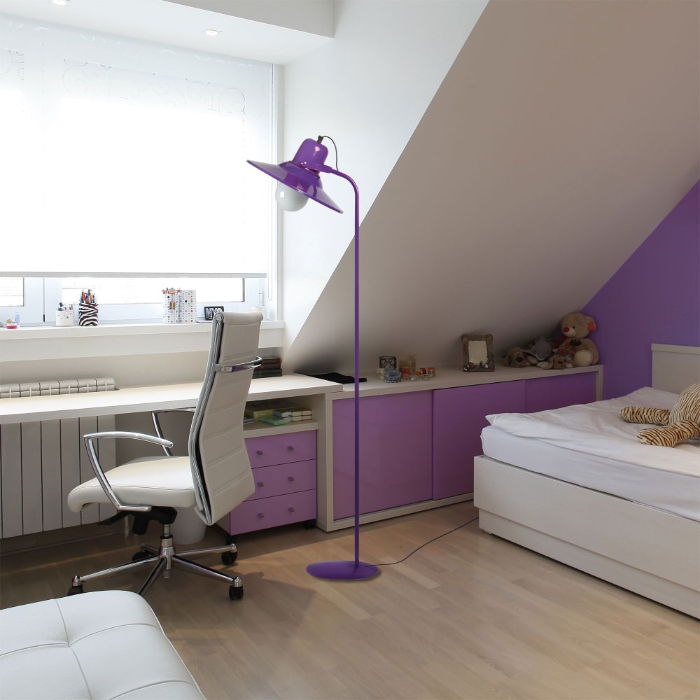 Lampadaire liseuse métal violet abat-jour violet