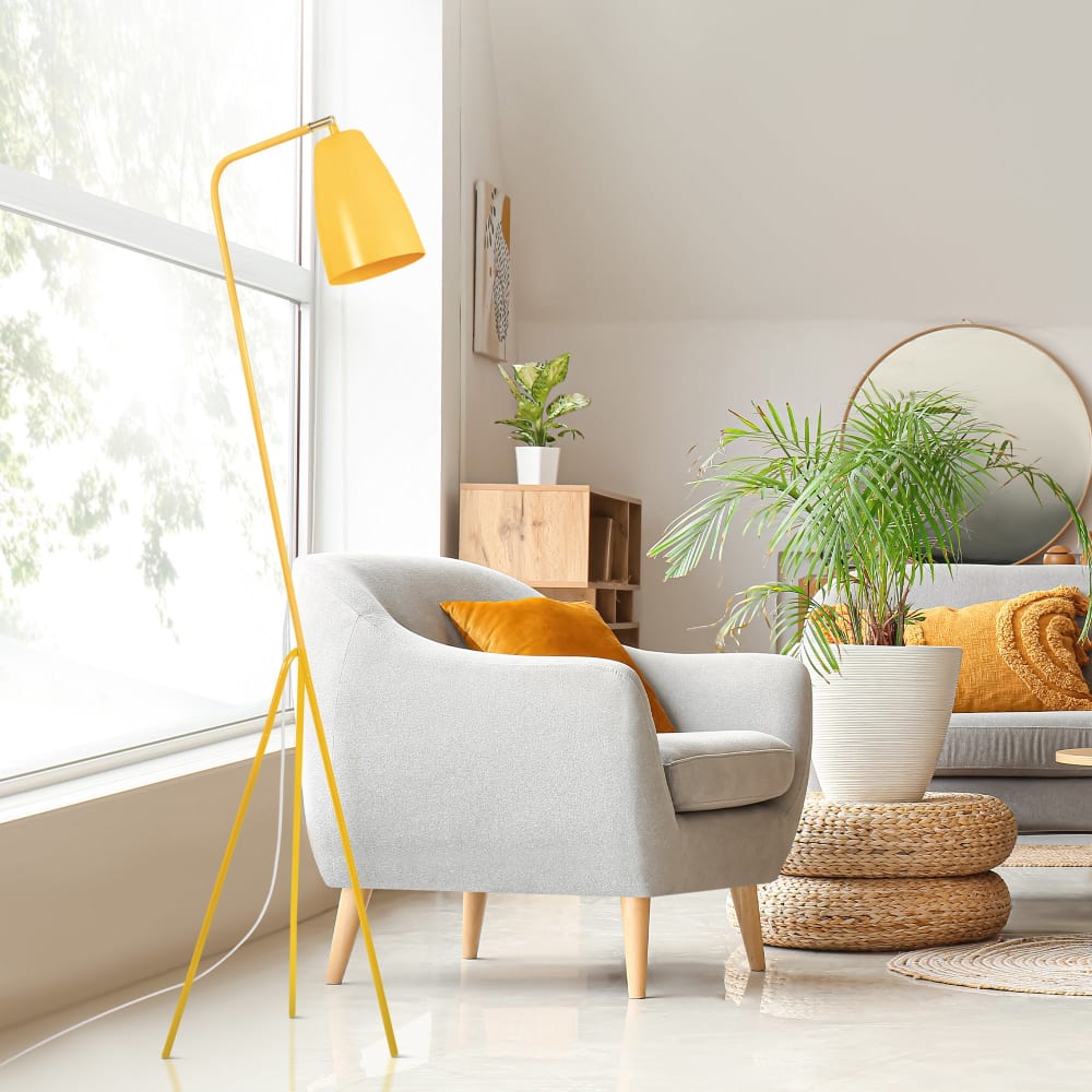 Lampadaire liseuse métal jaune abat-jour jaune