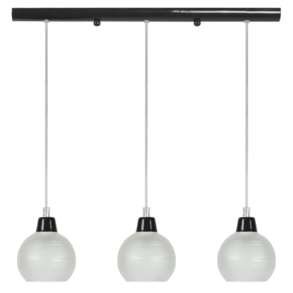 Lustre métal noir abat-jour verre satiné