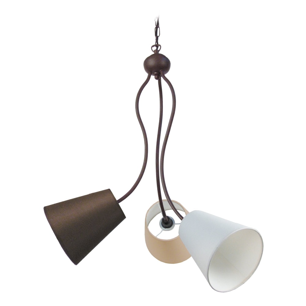 Lampara de techo  tres brazos metal marrón pantalla multicolor - Maisons du Monde