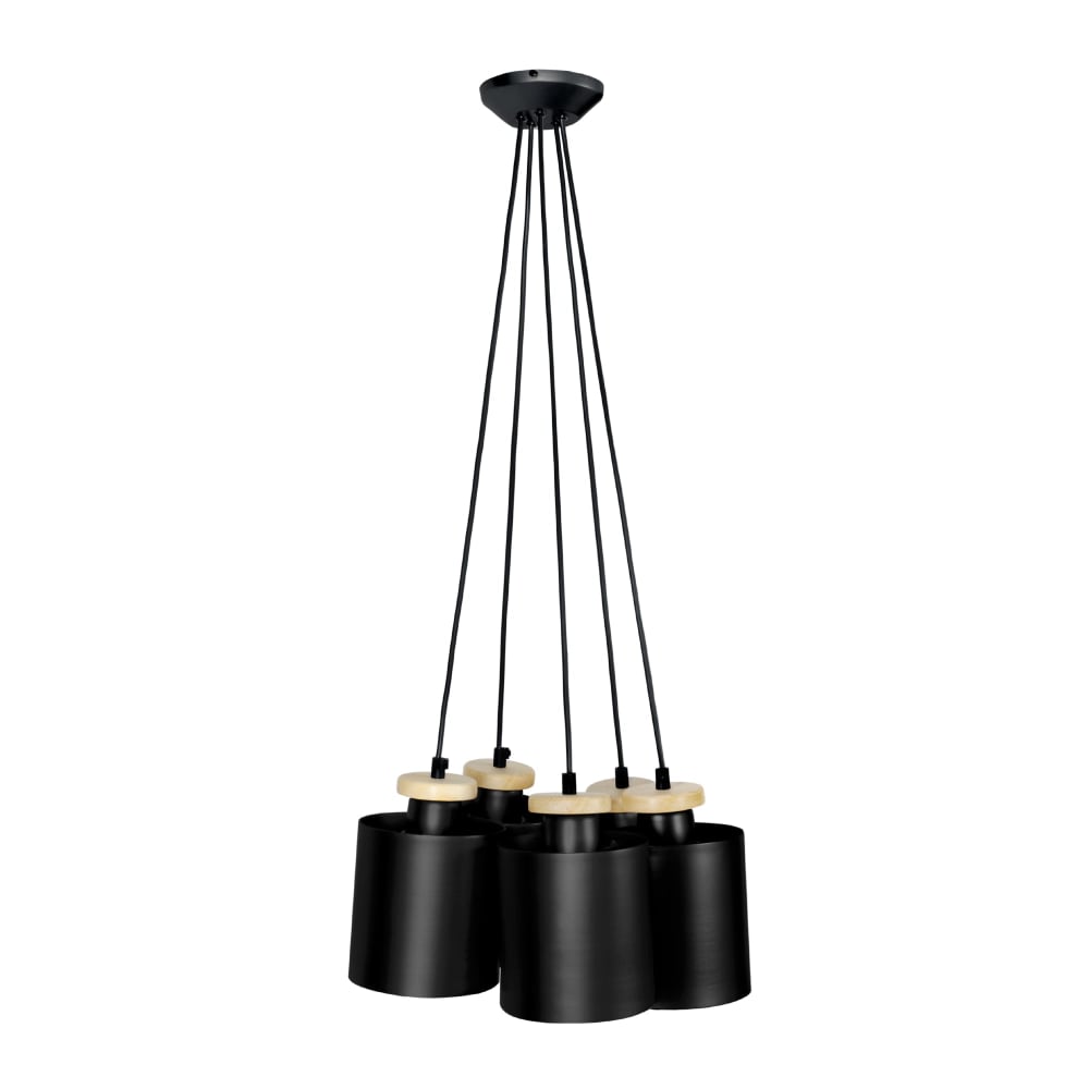 Lámpara de techo UZIBUZE de madera y metal negro