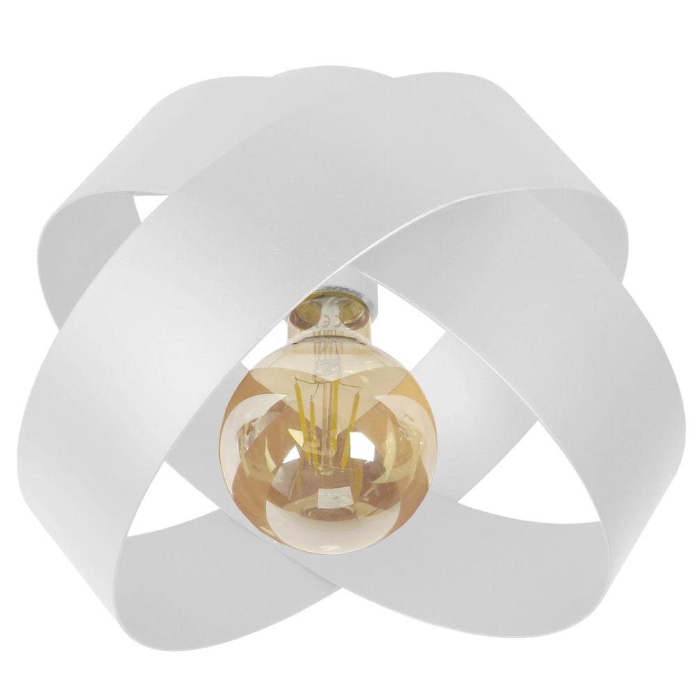 Plafonnier métal blanc abat-jour blanc