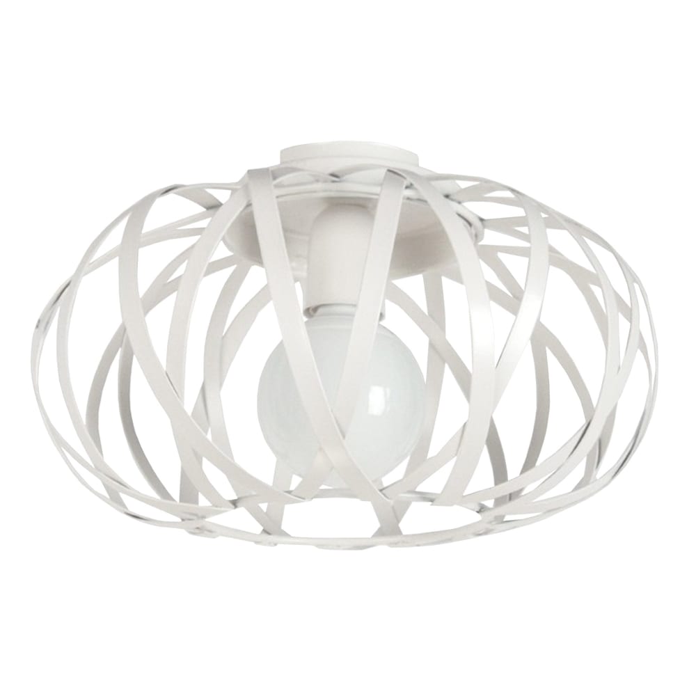 Plafonnier métal blanc abat-jour blanc