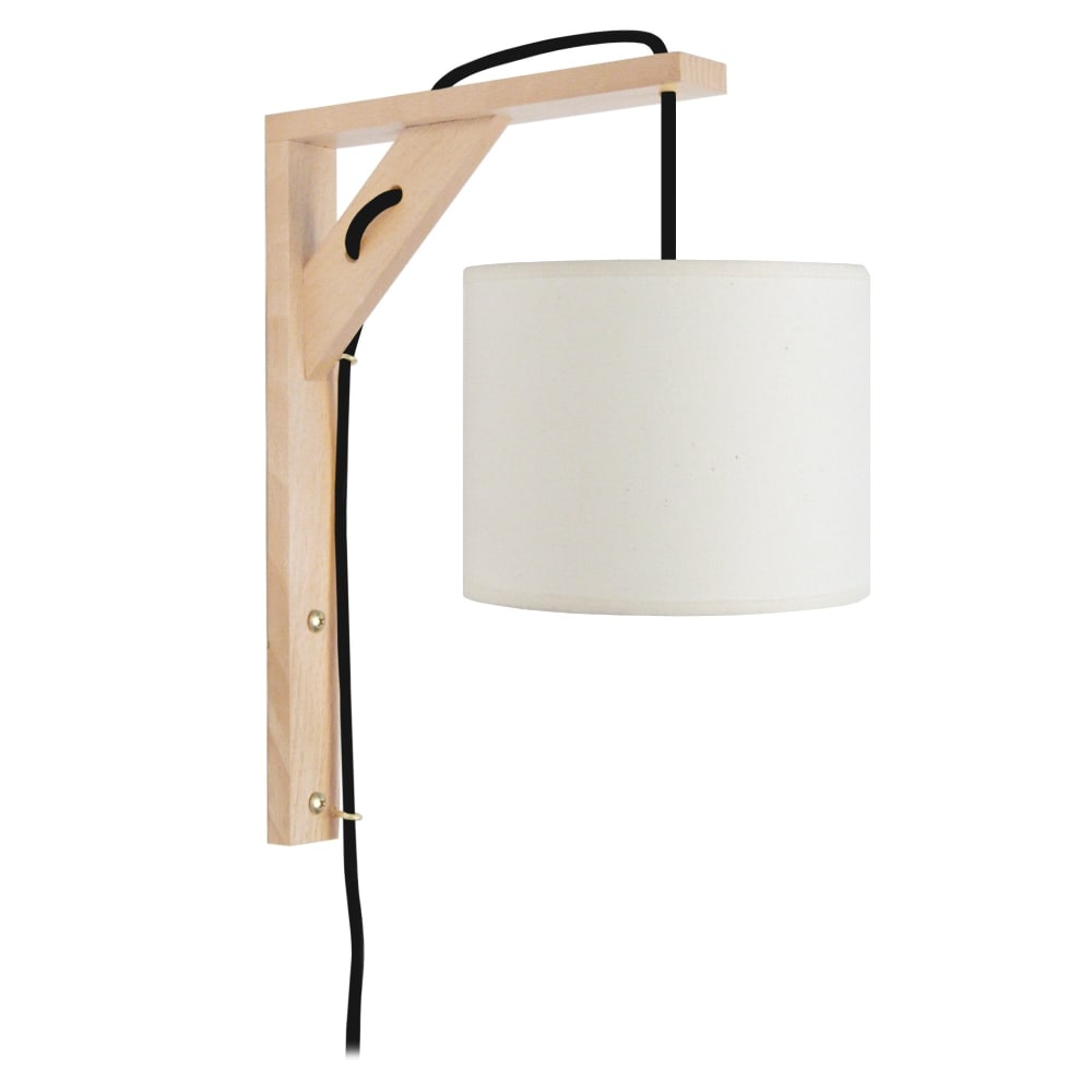 Applique tessuto braccio paralume tessuto crudo - Modello Country - Beige - LEGNO