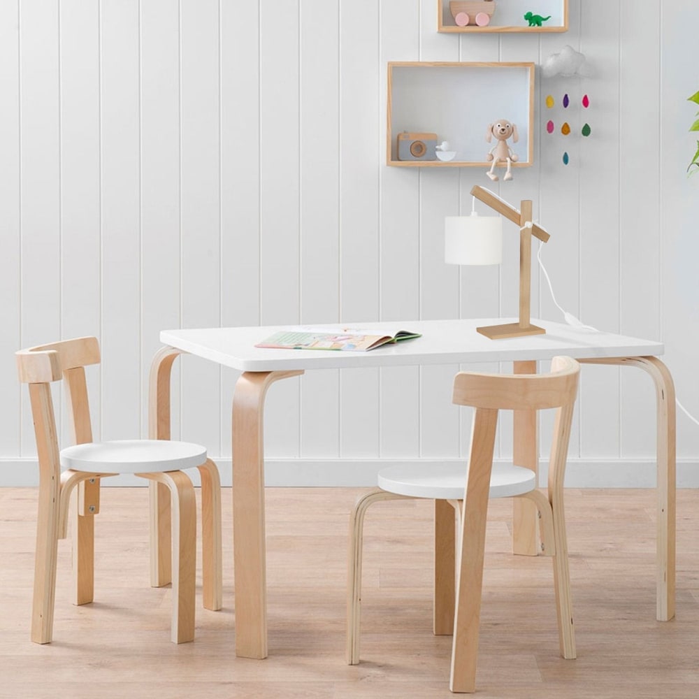 Lampe à poser bois naturel abat-jour écru — vue 3