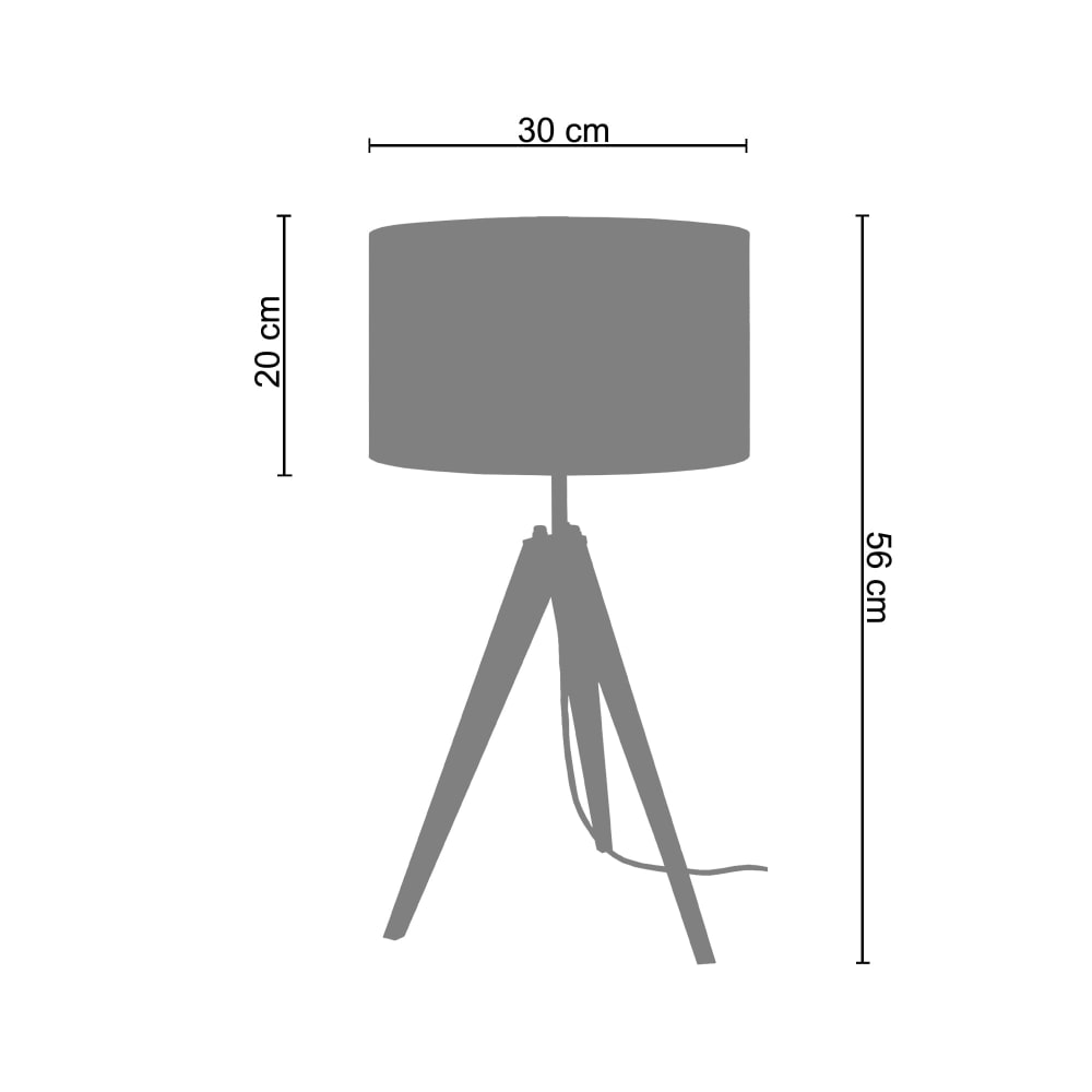 Lampe de table trépied bois naturel abat-jour tissu noir — vue 4