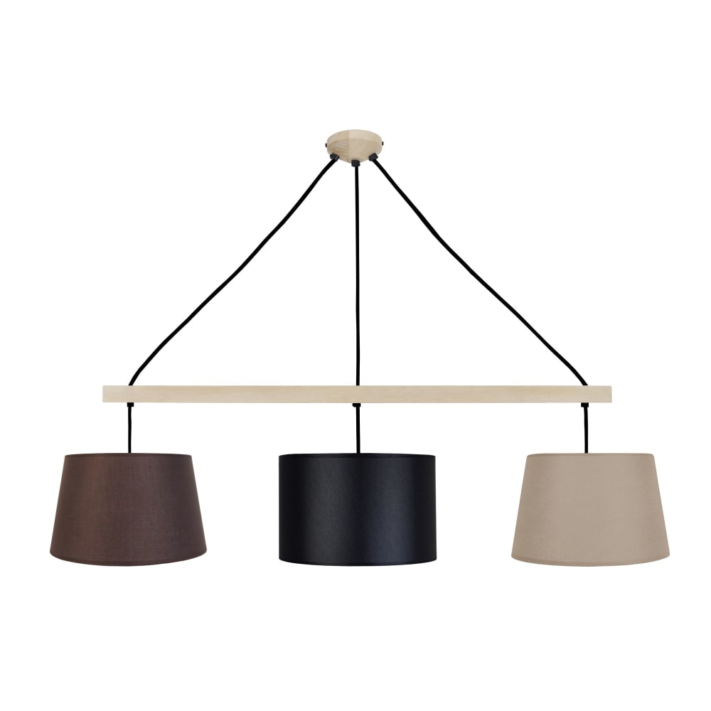 Lampadario legno natural paralume multicolore - Modello Country - LEGNO