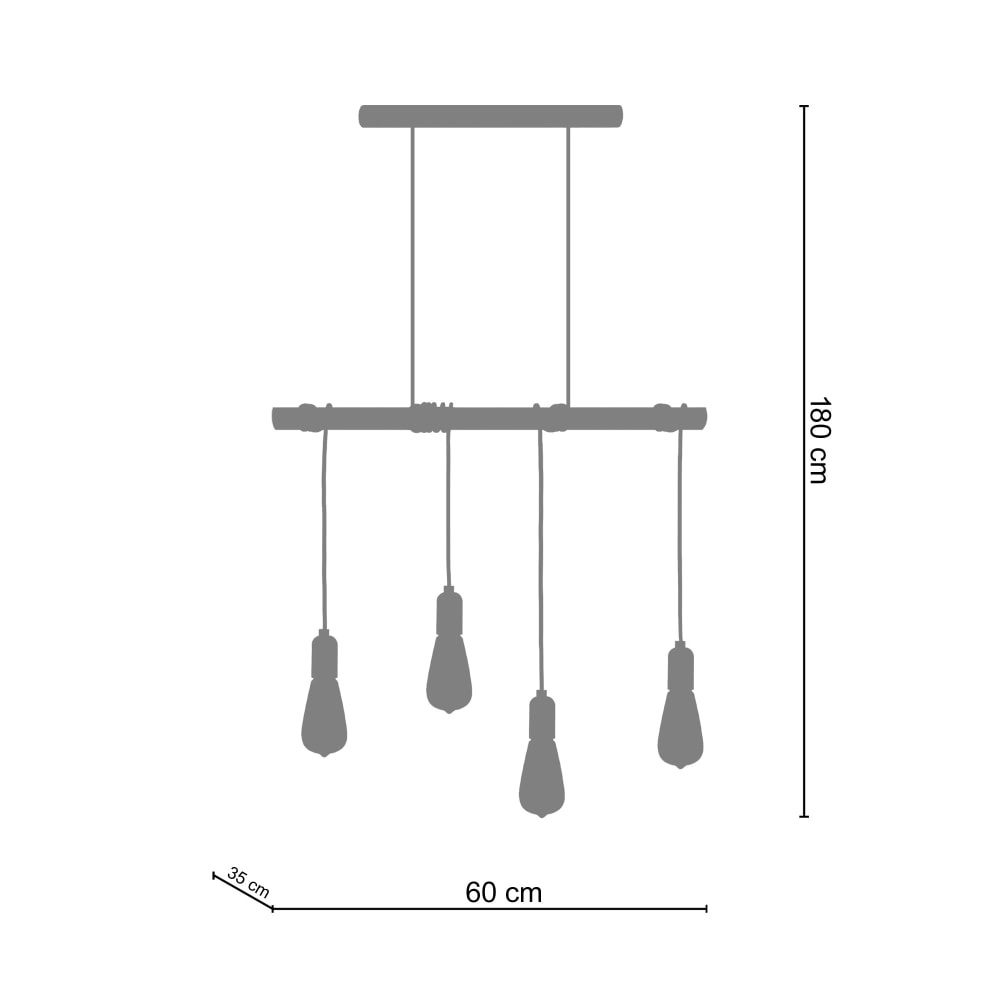 Suspension bois naturel et noir abat-jour ampoulle — vue 4