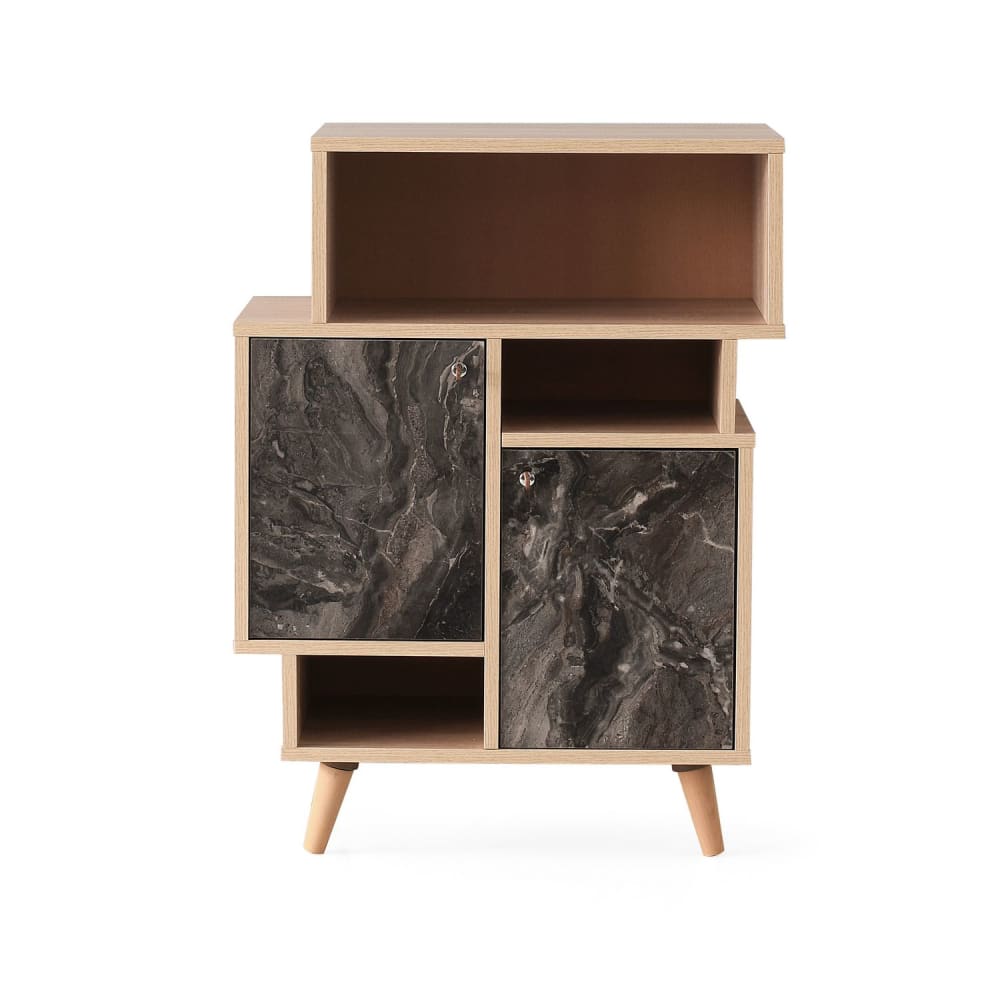 Etagère bibliothèque design marbré L. 70 x H. 90 cm gris