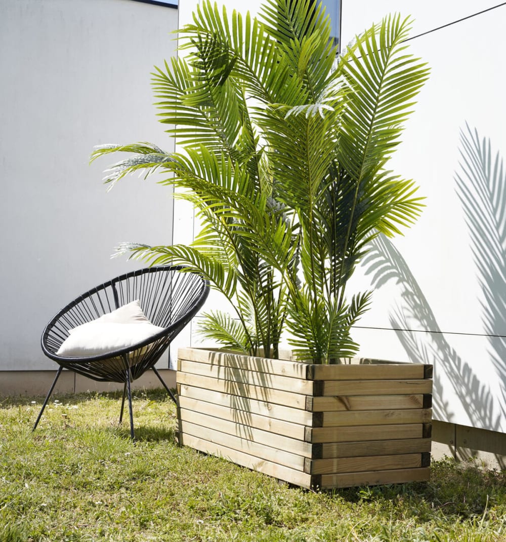 Bac à fleurs rectangle en bois de pin L100cm