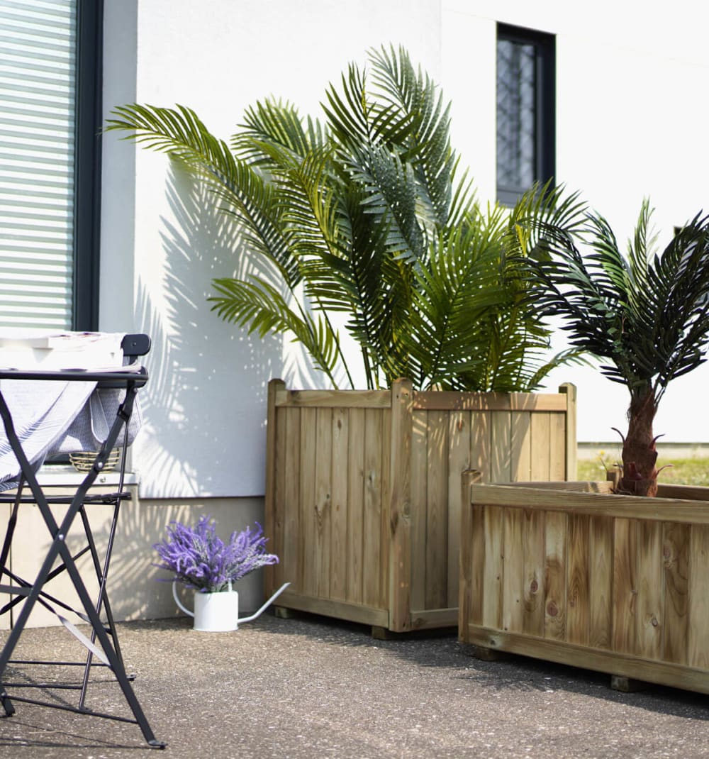 Bac à fleurs carré en bois de pin 70x70