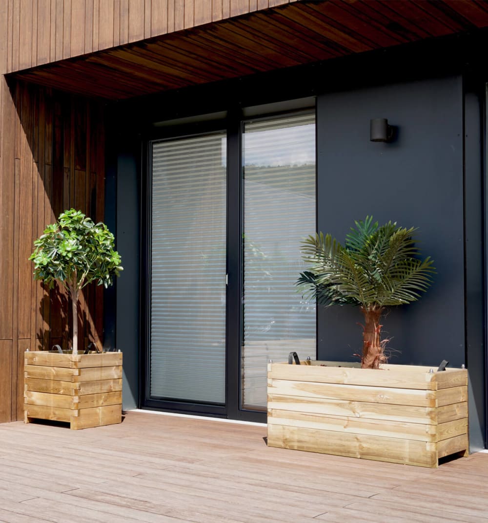 Bac à fleurs rectangle en bois de pin L100cm