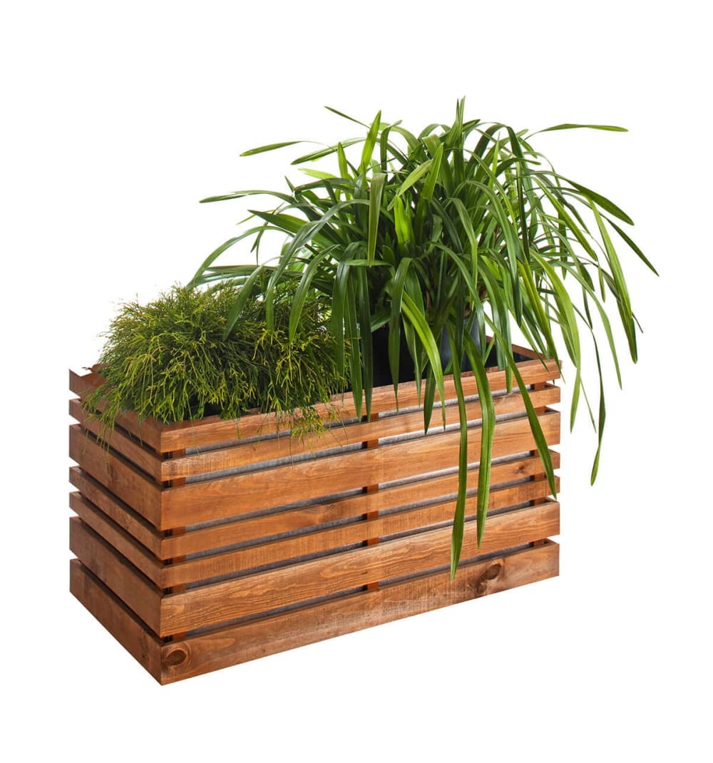 Bac à fleurs en bois teinté marron L-100cm — Beyit