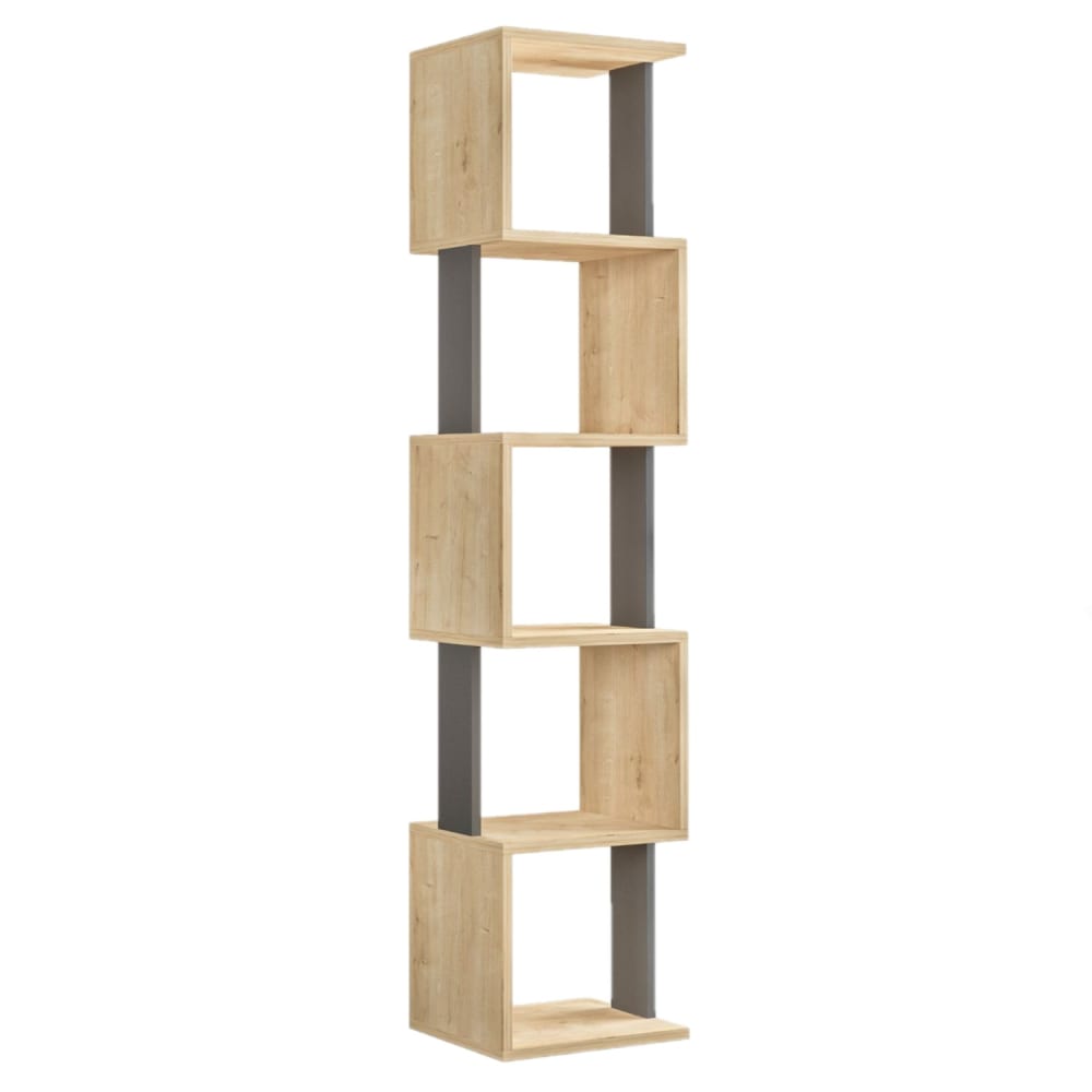 Bibliothèque 161 cm bois naturel et gris anthracite