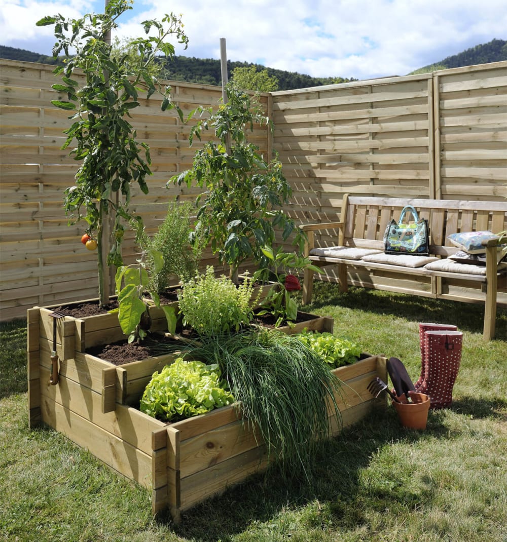 Carré potager 3 étages 9 compartiments en pin autoclavé