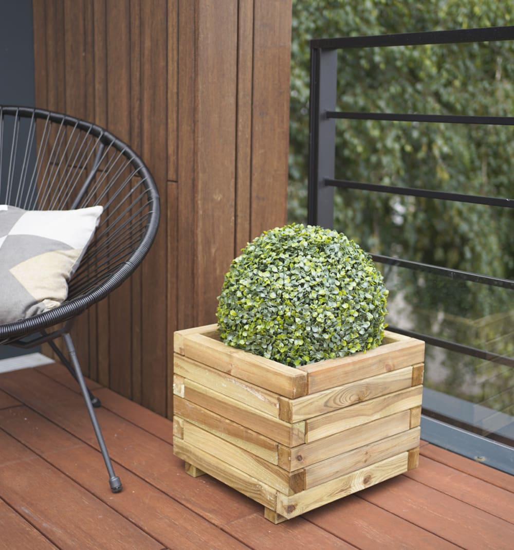 Bac à fleurs carré en bois de pin 40x40cm