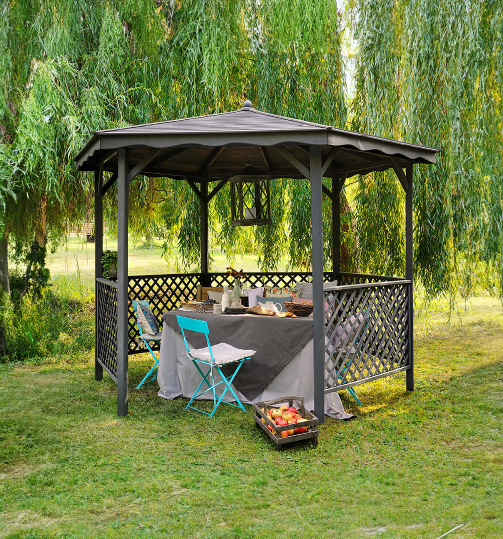 Tonnelle en bois avec toit LORA