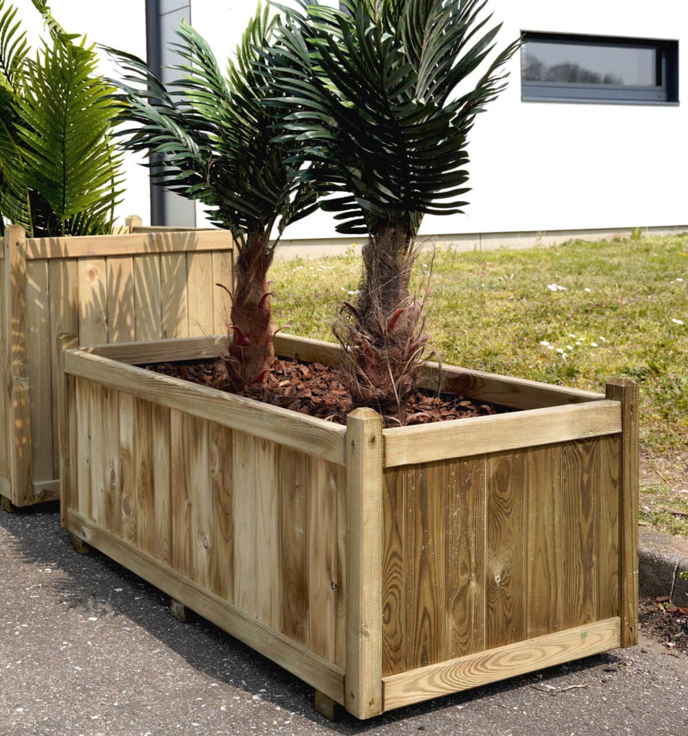 Bac à fleurs rectangle en bois de pin L120cm - Maisons du Monde