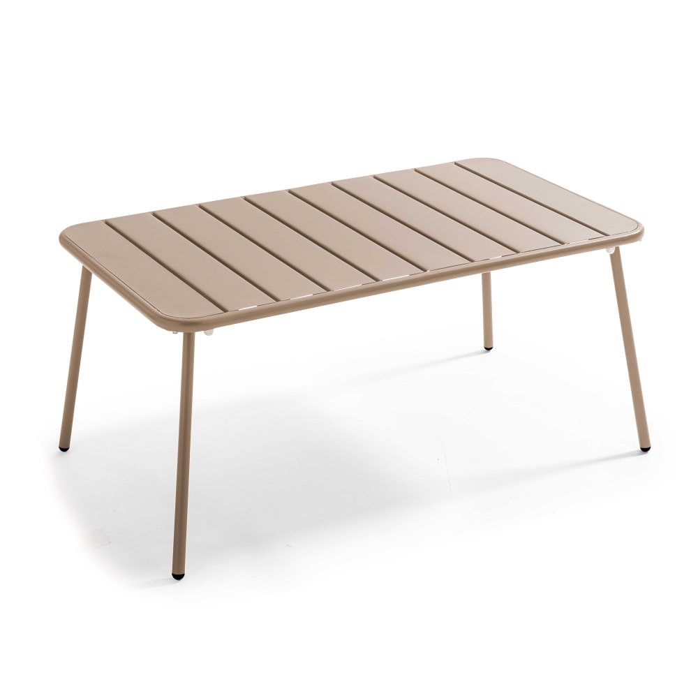 Table basse de jardin acier taupe 90 x 50 cm