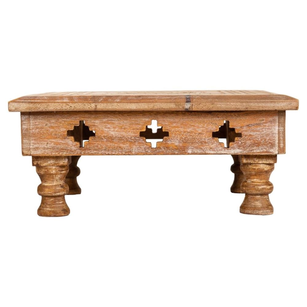 Mesa de centro de madera tallada acabado artesanal marrón - Maisons du Monde