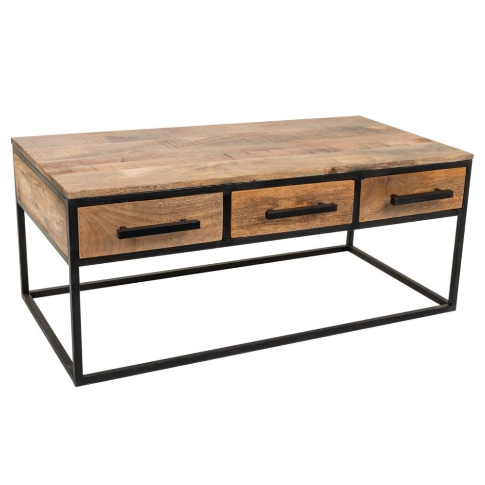 Mesa de centro de madera y metal marrón 119x61x48