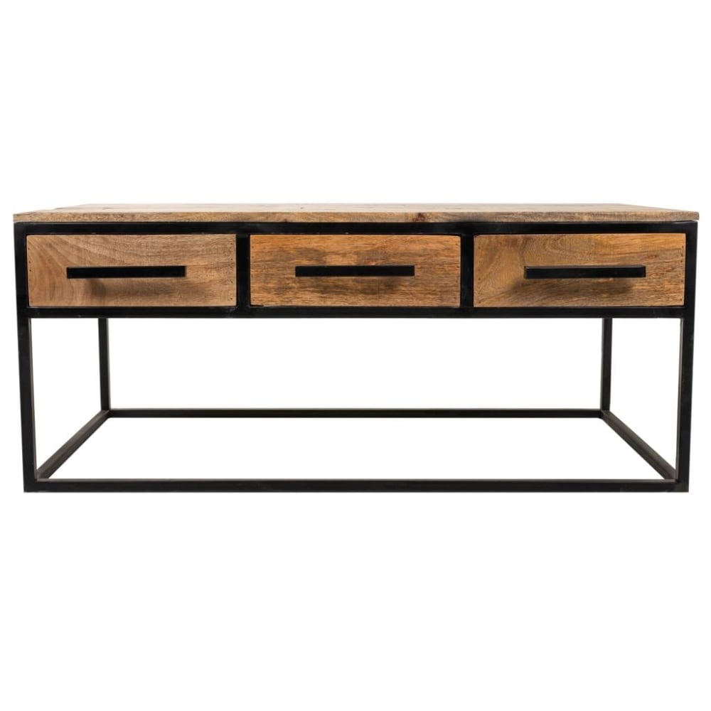 Mesa de centro de madera y metal marrón 119x61x48 - Maisons du Monde