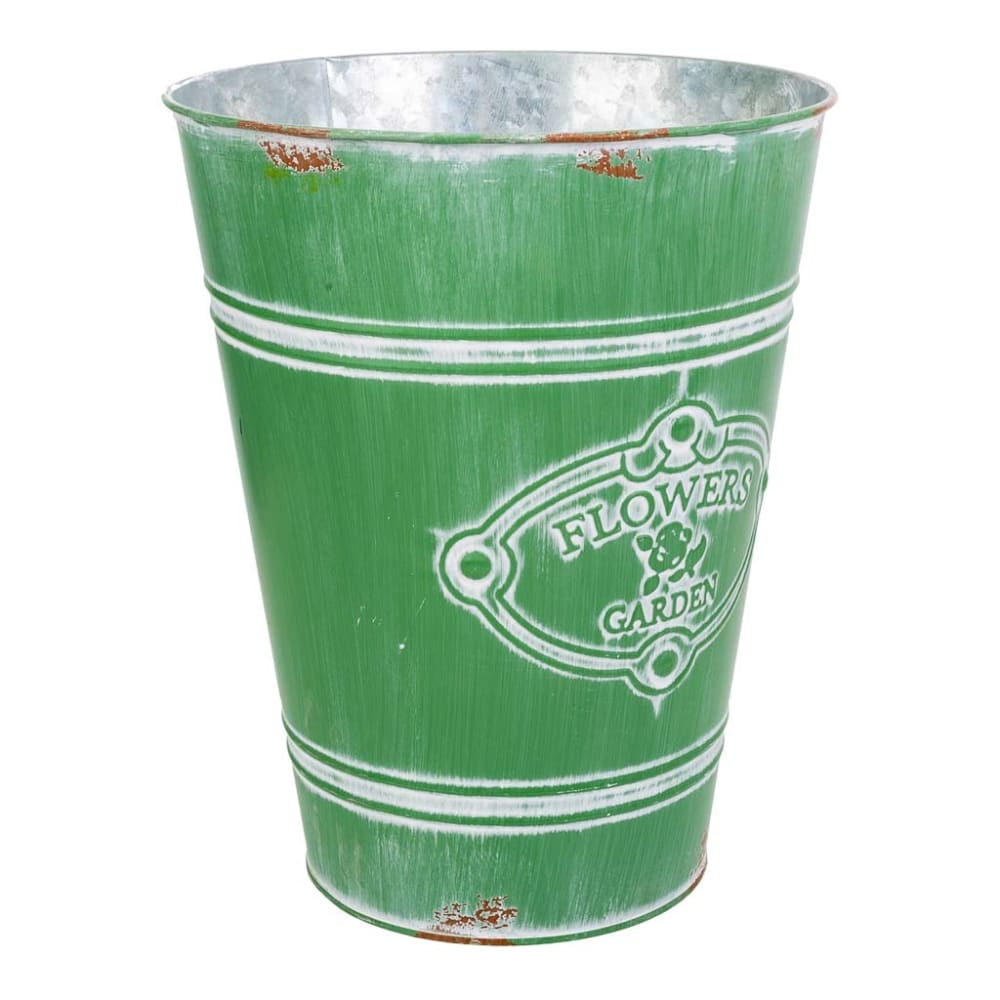 Jarrón de metal verde