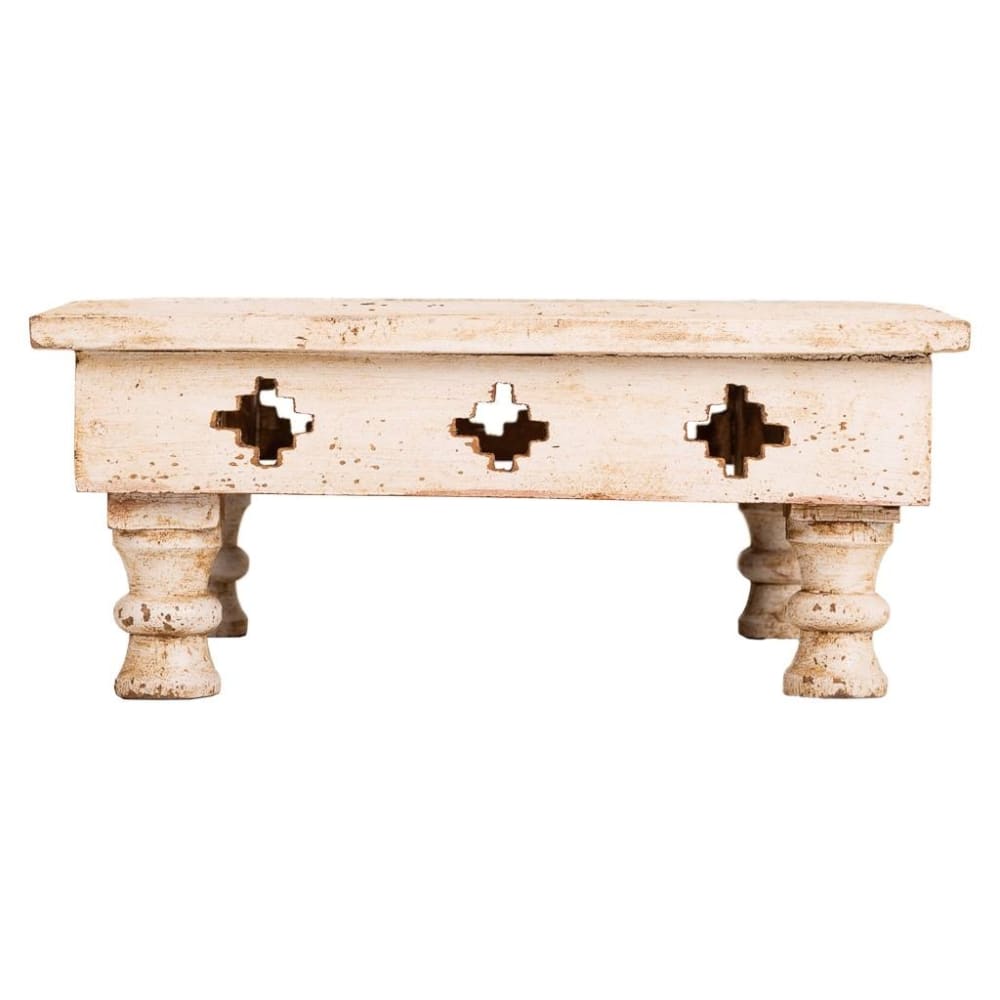 Mesa centro de madera tallada beige 33x33x14 - Maisons du Monde