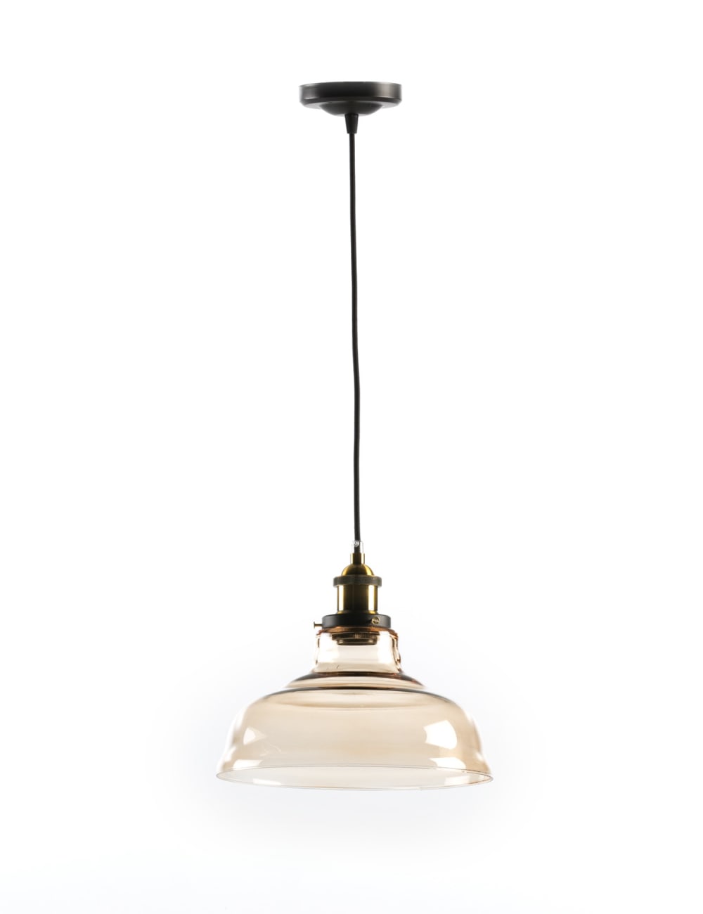 Lámpara colgante vidrio ámbar vintage E27 Ø28 cm