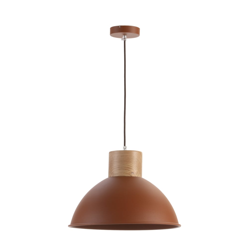 Lámpara de techo caldera con madera natural E27 Ø39 cm