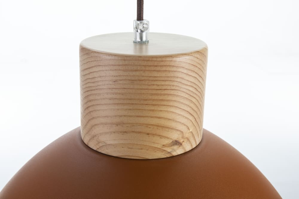 Lámpara de techo caldera con madera natural E27 Ø39 cm - Maisons du Monde
